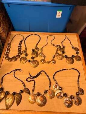 Lot of 7 Vintage Mixed Metal Tribal Boho Statement Necklaces